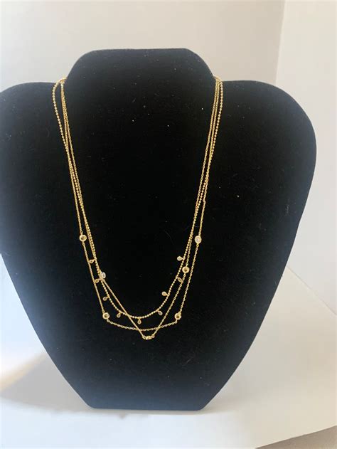 Multi Strand Gold Tone Necklace Etsy