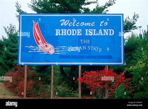 Welcome To Rhode Island Sign Stock Photo Alamy