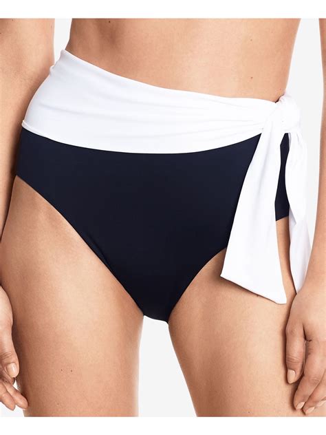 Lauren Ralph Lauren Women S Black Stretch Bikini Lined Moderate Coverage Tie Bel Air High