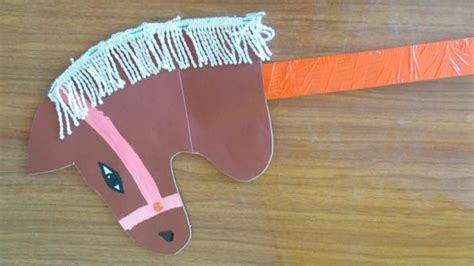 Оригами лошадь – голова для палки из бумаги: маска лошади на голову из ...