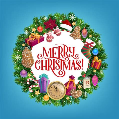 Merry Christmas Ts New Year Holiday Wreath 16540547 Vector Art At