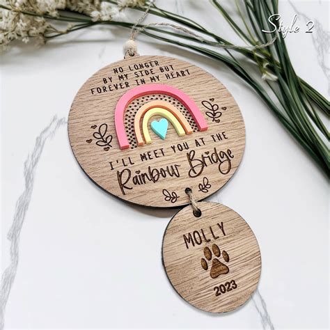 Custom Name Pet Loss Memorial Rainbow Bridge Pet Loss Memorial Wooden