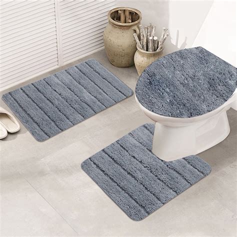 3 Piece Shaggy Chenille Bath Mat Sets Extra Large Bathroom Mats