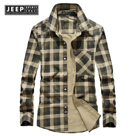 Jeep Spirit 1941 Estd เสื้อเชิ้ตแขนยาวลําลอง ลายสก๊อต ขนาดใหญ่ สไตล์ธุรกิจ แฟชั่นฤดูใบไม้ผลิ