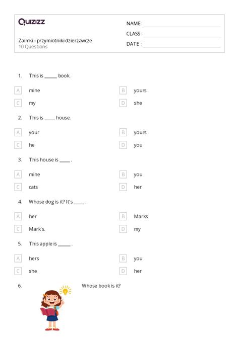 Ponad Zaimki Dzier Awcze Arkuszy Roboczych Dla Klasa W Quizizz