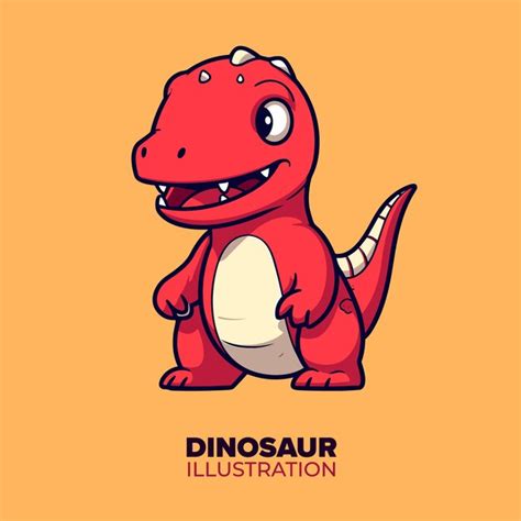 Premium Vector Cute Red Baby Dinosaur Cartoon Charming Animal Nature