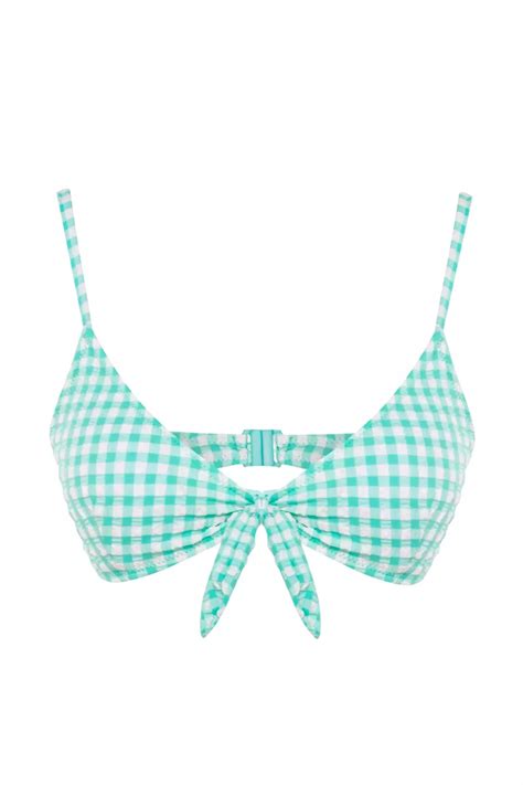 Trendyol Gingham Tie Triangle Bikini Top Zalora