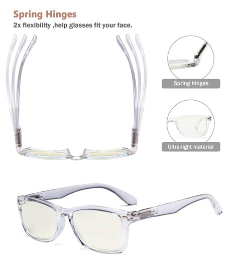 Rectangle Blue Light Filter Reading Glasses Women Men