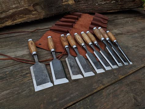 forged chisel set pcs beveled chisel forged chisel etsy uk