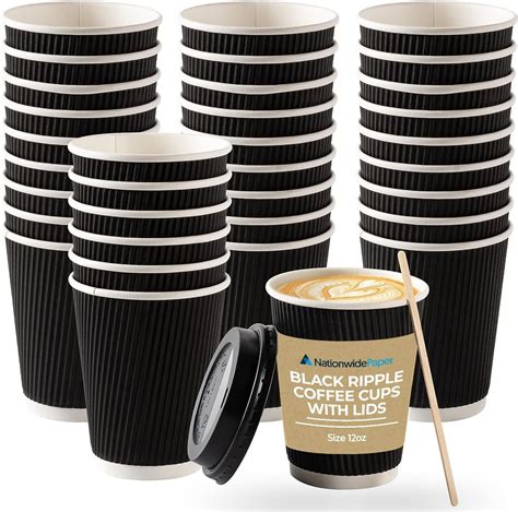 Zuvo Ripple Takeaway Paper Coffee Cups With Lids 30 Cups 12 OZ