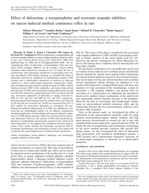 (PDF) Effect of duloxetine, a norepinephrine and serotonin reuptake ...