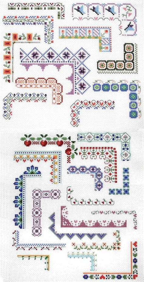 cross stitch pattern with different designs and colors