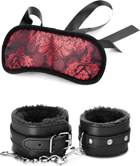 Sm Sex Fluffy Handcuffs Eye Satin Mask Blindfold Mask Bdsm