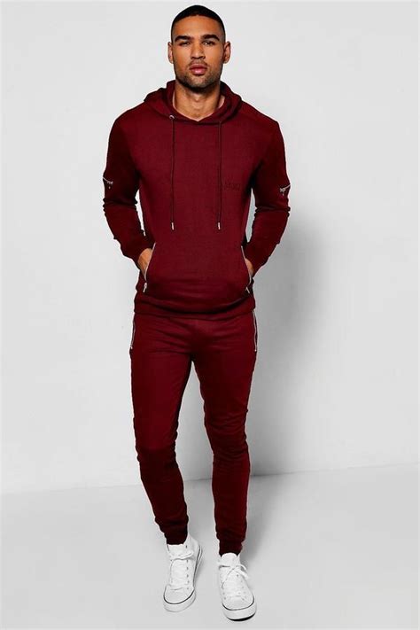 Boohoo Skinny Fit Man Biker Tracksuit Mens Casual Outfits Mens