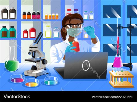 Female Scientist Working In The Lab Royalty Free Vector