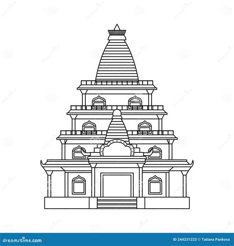 Vector Illustration of a Buddhist Temple. Religious Architectural