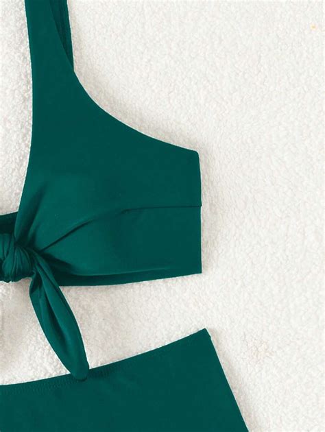 Shein Swim Women S Summer Beach Plain Front Tie Sexy Bikini Set Shein Usa