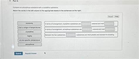 Solved Part A Compare an amorphous substance with a | Chegg.com 
