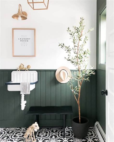 Laundry Room Wall With Green Beadboard Paneling Soul Lane