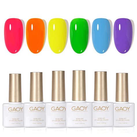 Amazon GAOY Neon Hot Pink Orange Gel Nail Polish Set 6 Colors Bright Green Blue Purple