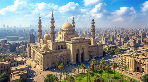 premium photo panorama  cairo  famous mosque  sultan hassan egypt