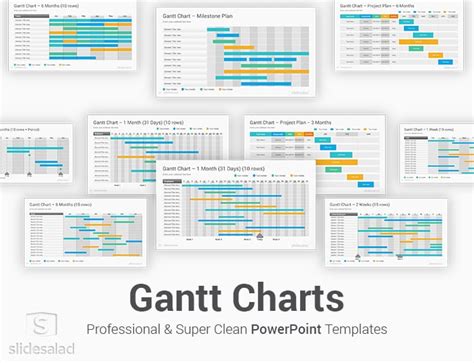 Gantt Charts Diagrams PowerPoint Presentation Template - SlideSalad