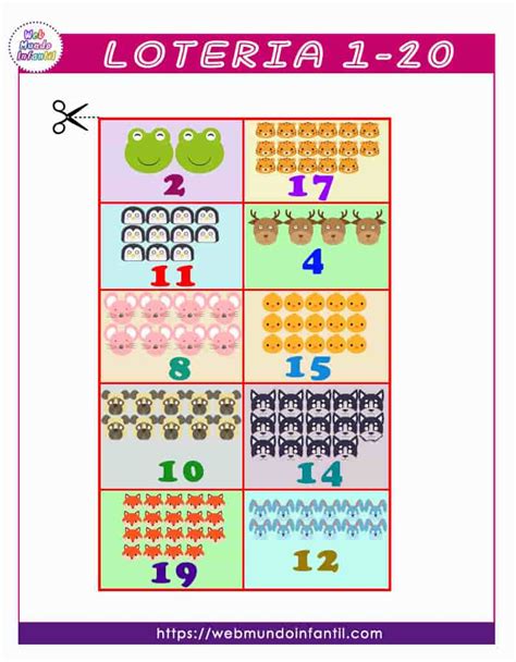 Loter A De N Meros Del Al Para Preescolar E Imprimir