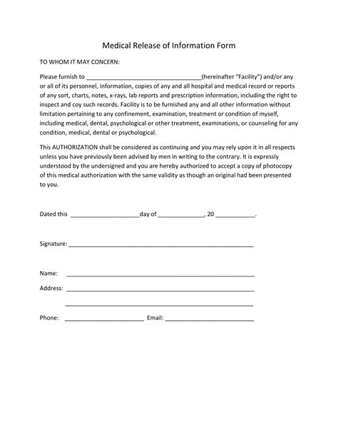 Medical Release Form Printable