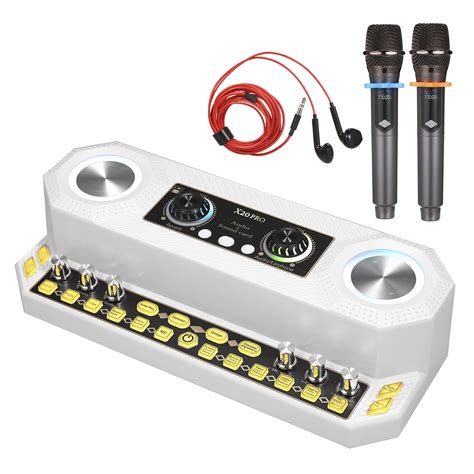 Radirus Sound Card With Colorful Light Effect Wireless Microphone Set