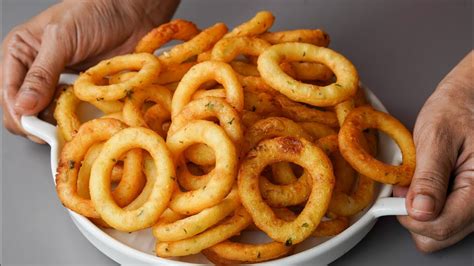 Crispy Potato Garlic Ring Snacks Recipe Potato Chips Recipe Easy