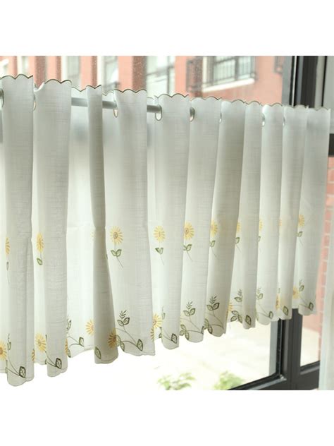 Lind Daisy Embroidered Ready Made Eyelet Kitchen Cafe Curtains for ...