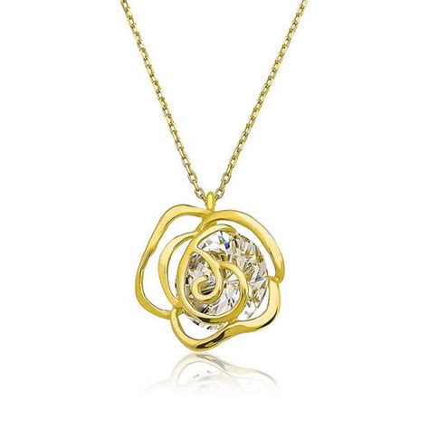 925 Sterling Silver Rose Necklace Rose Pendant Silver Necklaces