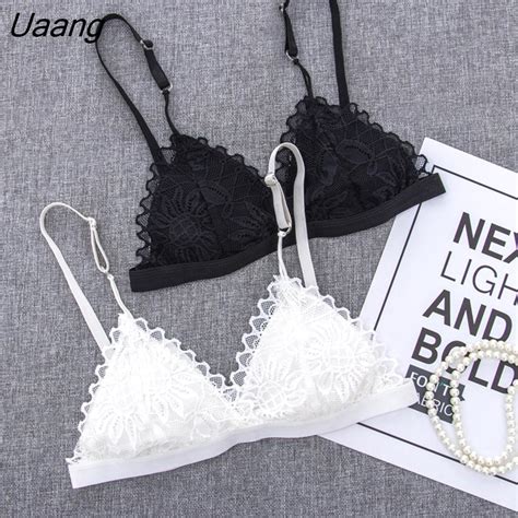 Uaang Woman Bra Floral Lace Bra Wire Free Bralette Lingerie Female Seamless Unpadded Transparent