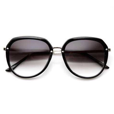 Womens Retro Oversized Metal Plastic Frame Round Sunglasses Sunglass La