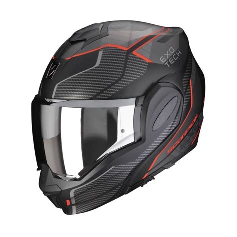 Casco Modulare Scorpion Exo Tech Evo Animo Nero Opaco Rosso