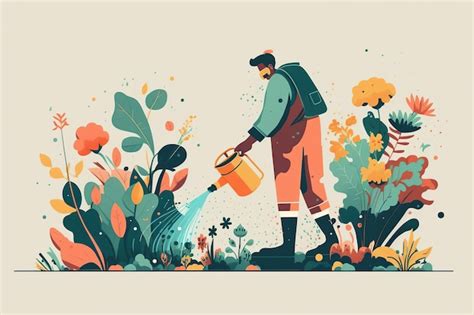 Premium Ai Image Gardener Creating A Beautiful Garden Ai Generated
