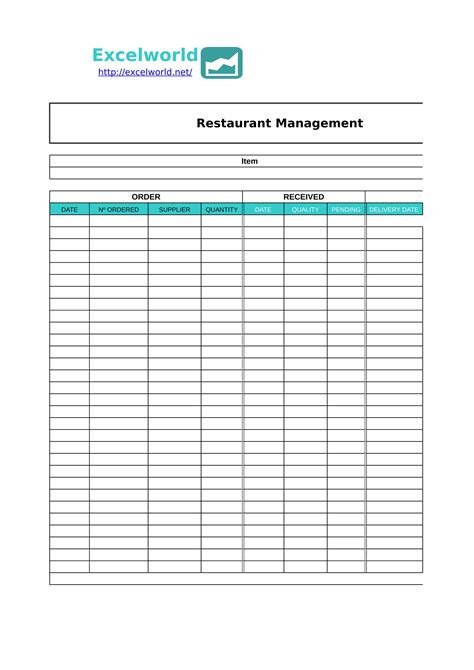 Free 7 Restaurant Management Forms In Excel Pdf