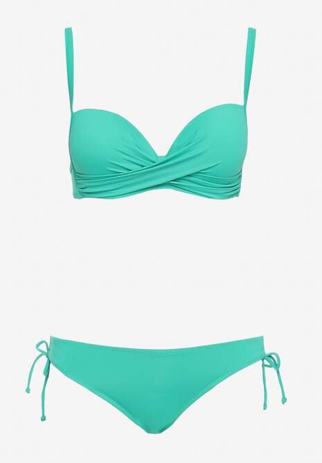 Zielone Bikini Biustonosz Na Cienkich Rami Czkach Z Regulacj I Pary Majtek Z Wi Zaniem I
