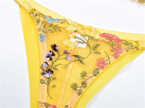 New Design All Embroidered Yellow Flowers Woman Sexy Lingerie Bodysuit Dress Set Ebay