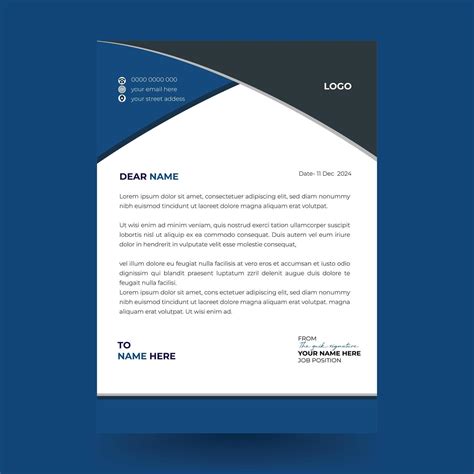Clean corporate letterhead template design with black color, Modern
