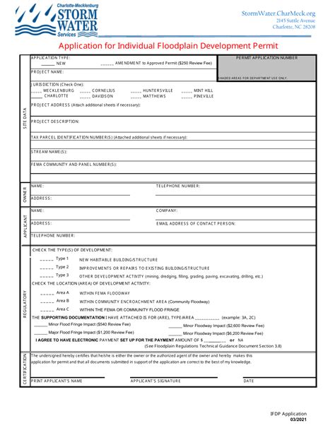 City Of Charlotte North Carolina Application For Individual Floodplain