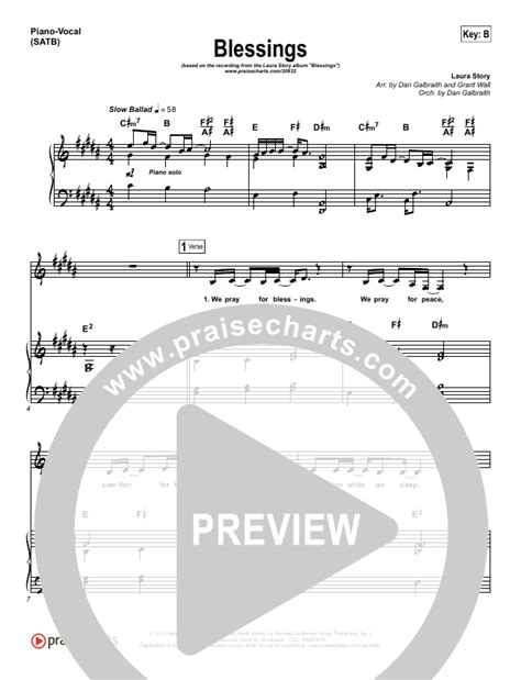 Blessings Sheet Music Pdf Laura Story Praisecharts