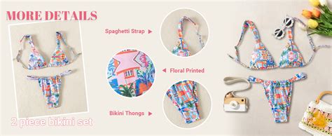 Amazon Women S High Waisted Bikini Set Floral Print Spaghetti Strap Smocked Wireless