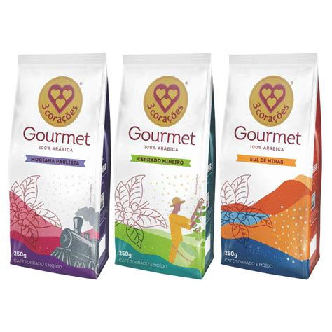 Marca De Cafe Gourmet - Café Moído Três Corações, Gourmet, 3 pacotes de 250g