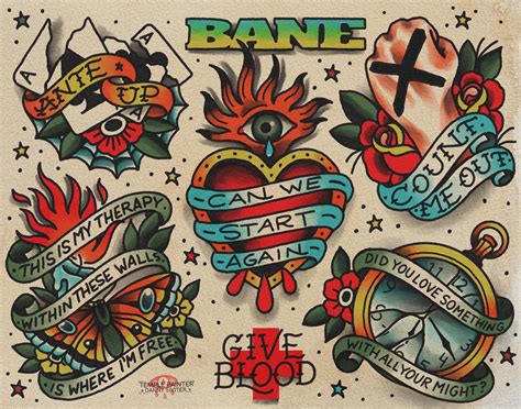 Bane Hardcore Straight Edge Traditional Tattoo Flash Print Etsy