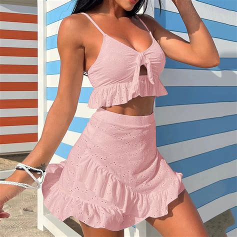 Cuozvetk Womens Sexy Tassel Bra Sling Mesh Three Piece Swimsuit Bikini Suit Walmart