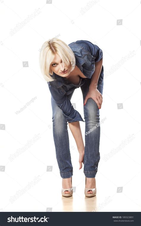 Sexy Blonde Adjust Her High Heels Stock Photo Edit Now