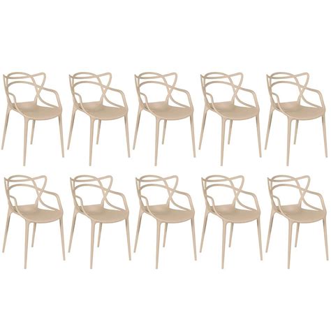 Kit 10 Cadeiras De Jantar Allegra Nude