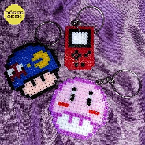 Chaveiro Cogumelo Jogosgames Pixel Art Hama Beads Perler Beads Shopee Brasil