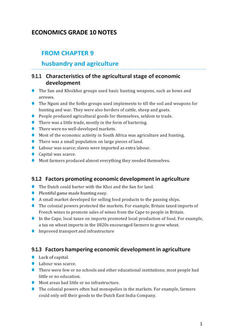 Economics Grade 10 Notes Economics Grade 10 Notes From Chapter 9